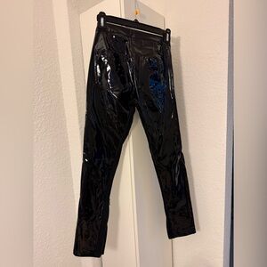 NWOT French Connection Black Patent Leather Pants w Bottom Zippers